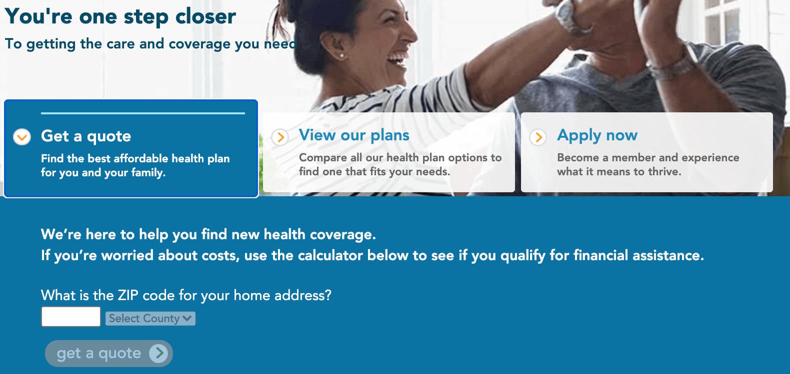 Kaiser Permanente Online Quote Request Page