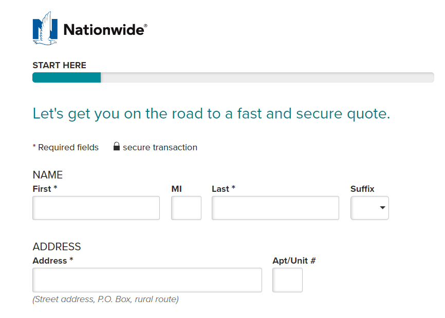 Getting a quote online with Nationwide p2