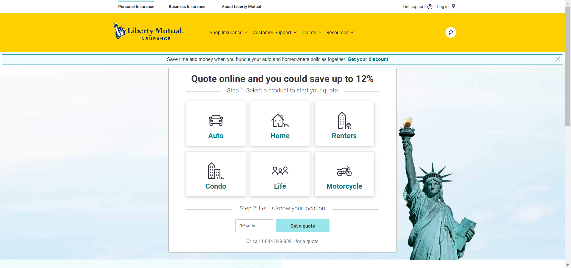 Liberty Mutual Home Page Quote Directions 1
