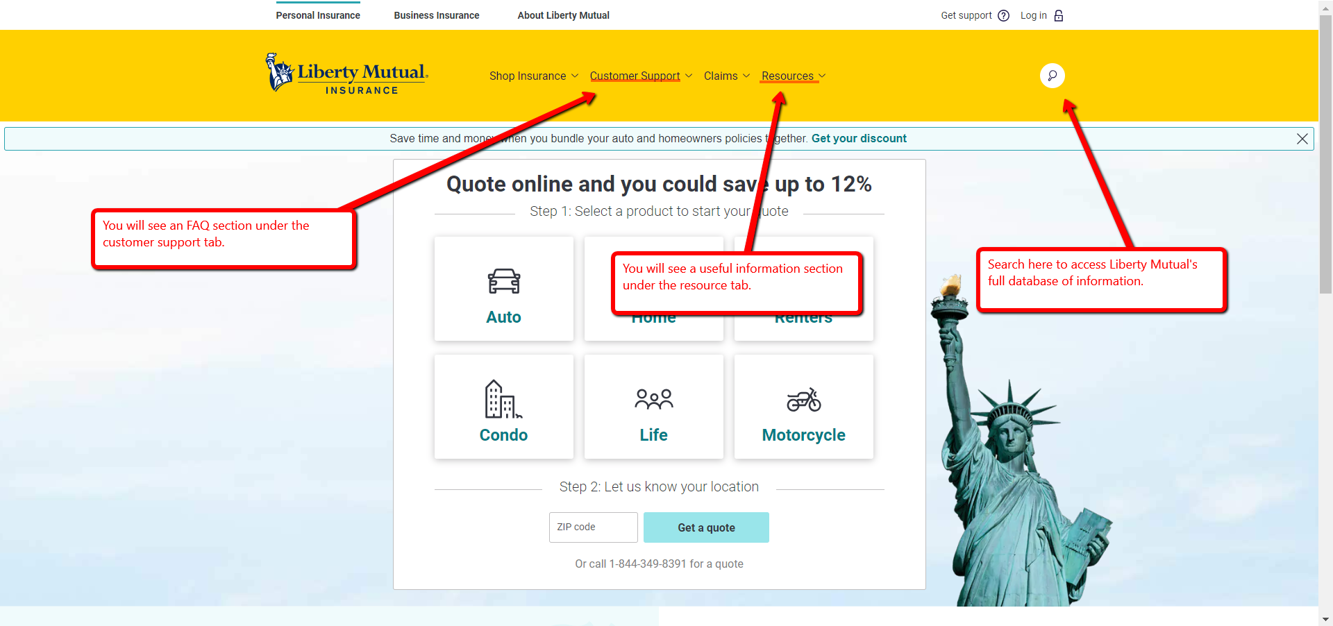 Liberty Mutual FAQ and Search Directions