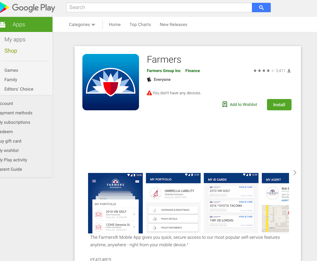 google play farmers insurance app