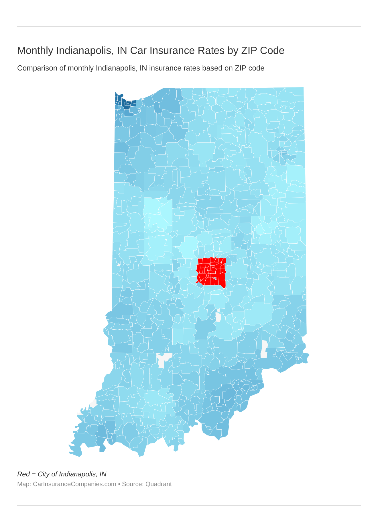 Monthly Indianapolis, IN Car Insurance Rates by ZIP Code