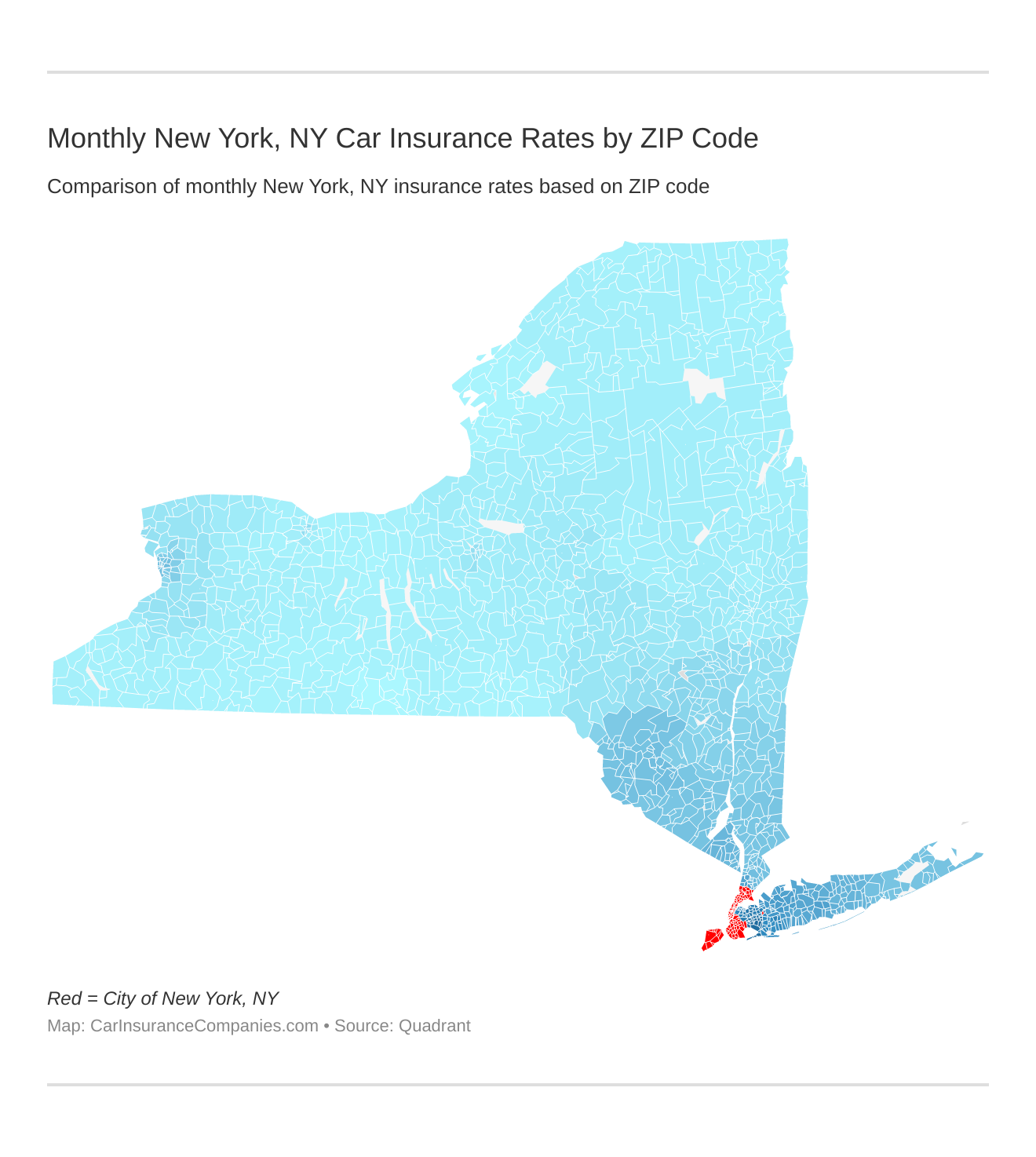 Monthly New York, NY Car Insurance Rates by ZIP Code