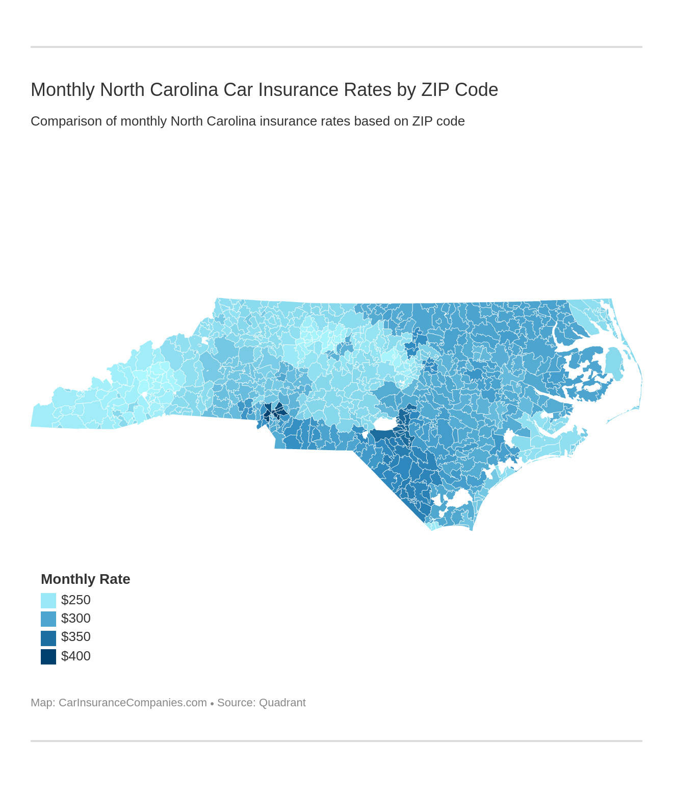 Monthly North Carolina Car Insurance Rates by ZIP Code