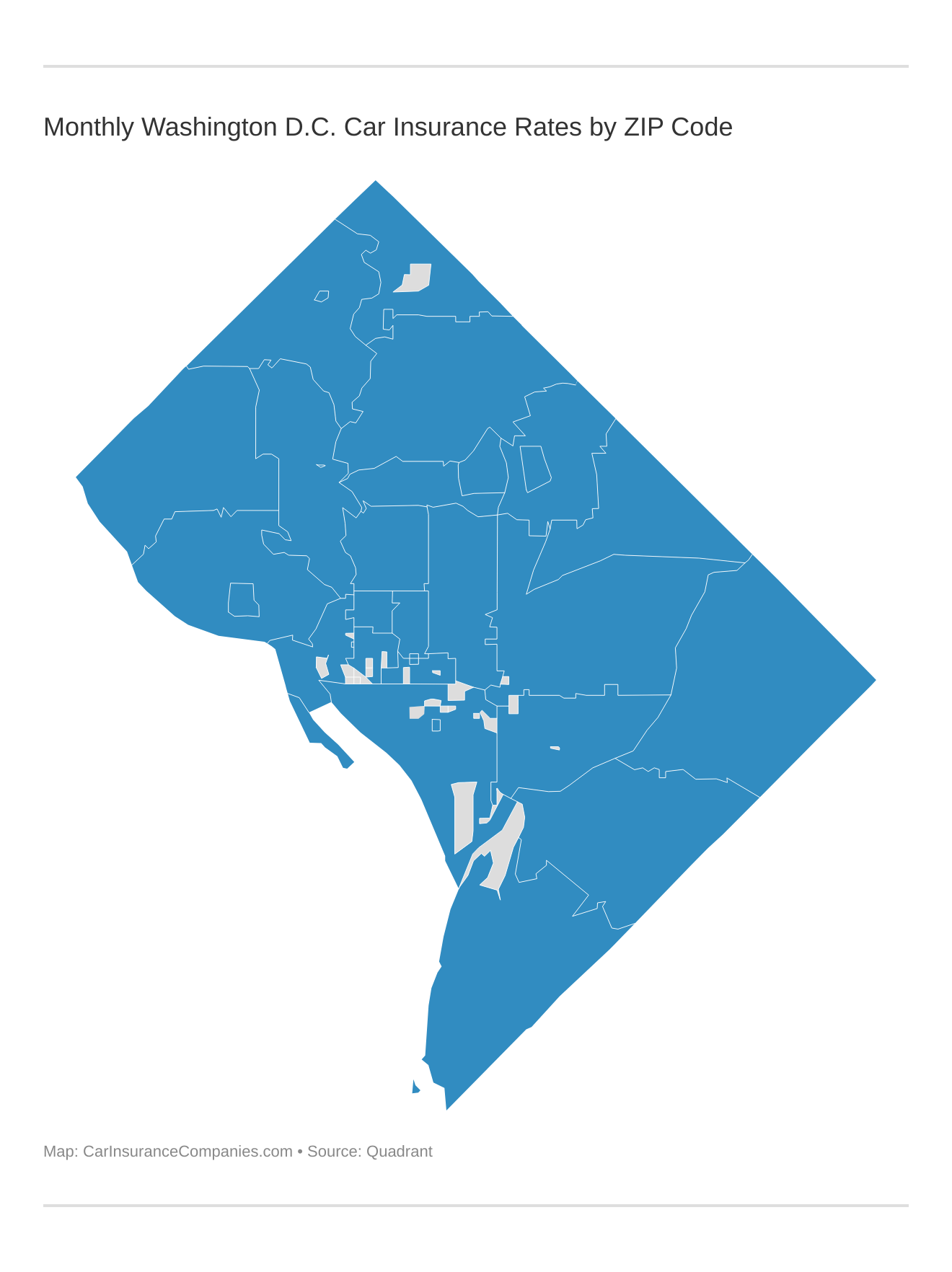 Monthly Washington D.C. Car Insurance Rates by ZIP Code